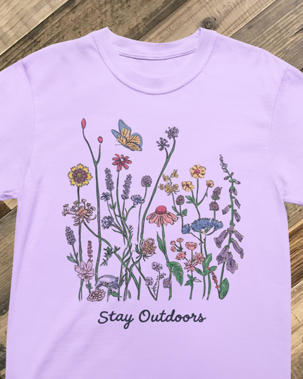 Wildflowers - Stay Outdoors - Premium Comfort Colors t-shirt