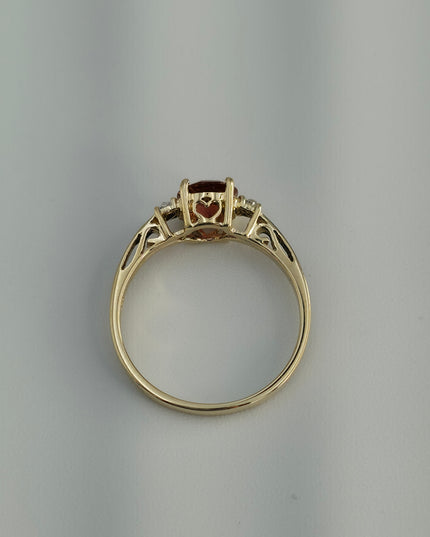 Red Oregon Sunstone .6 Ct Promise Ring W/Diamonds