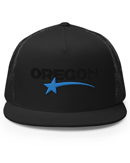Oregon Star Black/Blue - Embroidered - Trucker Cap