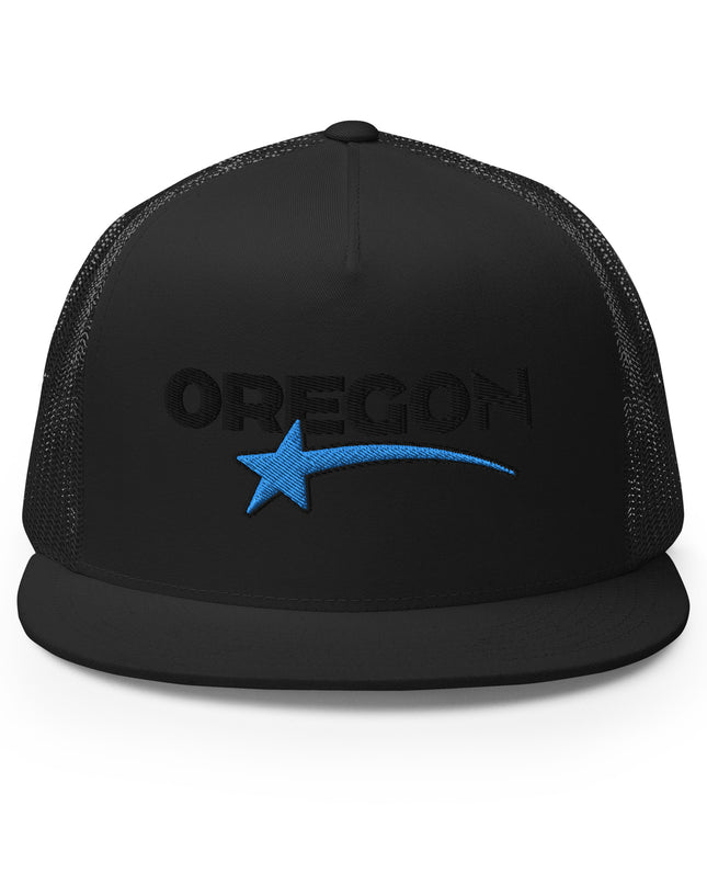 Oregon Star Black/Blue - Embroidered - Trucker Cap