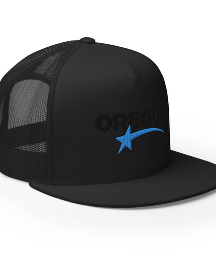 Oregon Star Black/Blue - Embroidered - Trucker Cap