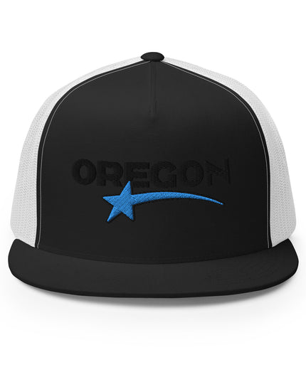 Oregon Star Black/Blue - Embroidered - Trucker Cap