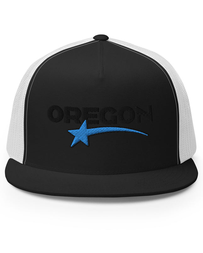 Oregon Star Black/Blue - Embroidered - Trucker Cap