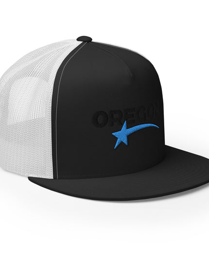Oregon Star Black/Blue - Embroidered - Trucker Cap