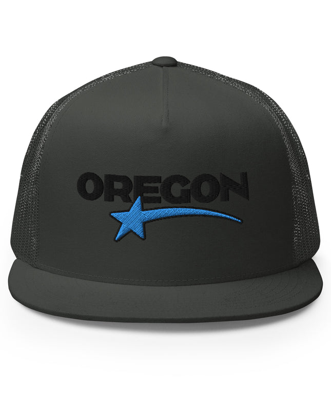 Oregon Star Black/Blue - Embroidered - Trucker Cap