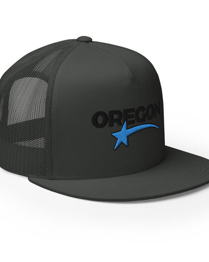 Oregon Star Black/Blue - Embroidered - Trucker Cap