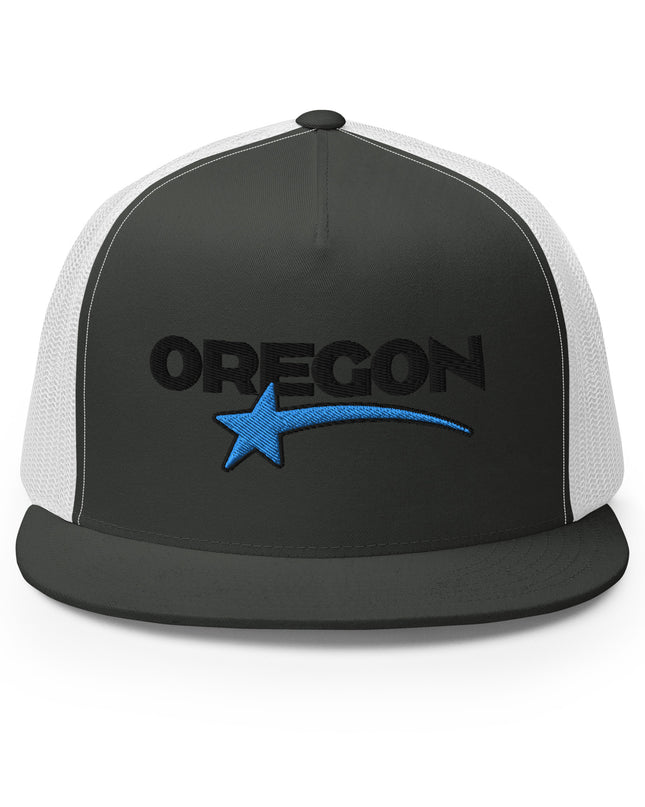 Oregon Star Black/Blue - Embroidered - Trucker Cap