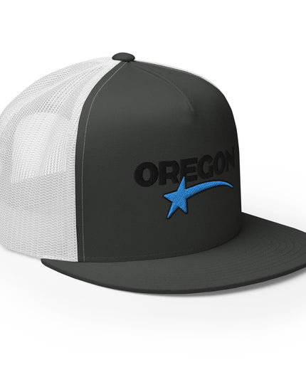 Oregon Star Black/Blue - Embroidered - Trucker Cap