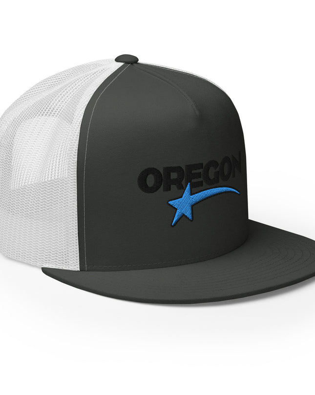 Oregon Star Black/Blue - Embroidered - Trucker Cap