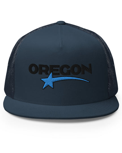 Oregon Star Black/Blue - Embroidered - Trucker Cap
