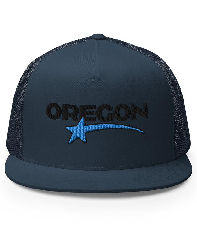 Oregon Star Black/Blue - Embroidered - Trucker Cap