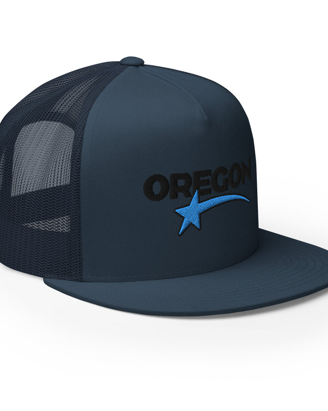 Oregon Star Black/Blue - Embroidered - Trucker Cap