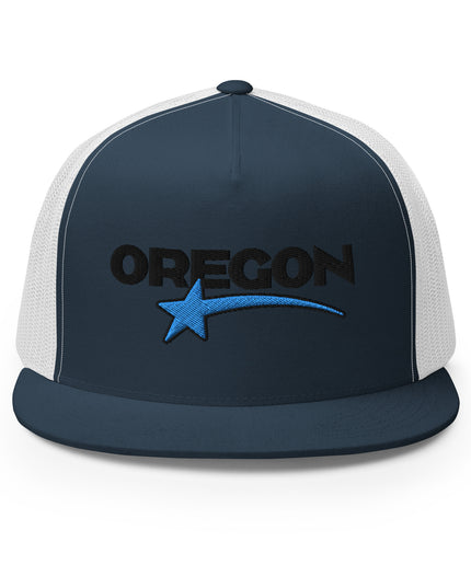 Oregon Star Black/Blue - Embroidered - Trucker Cap