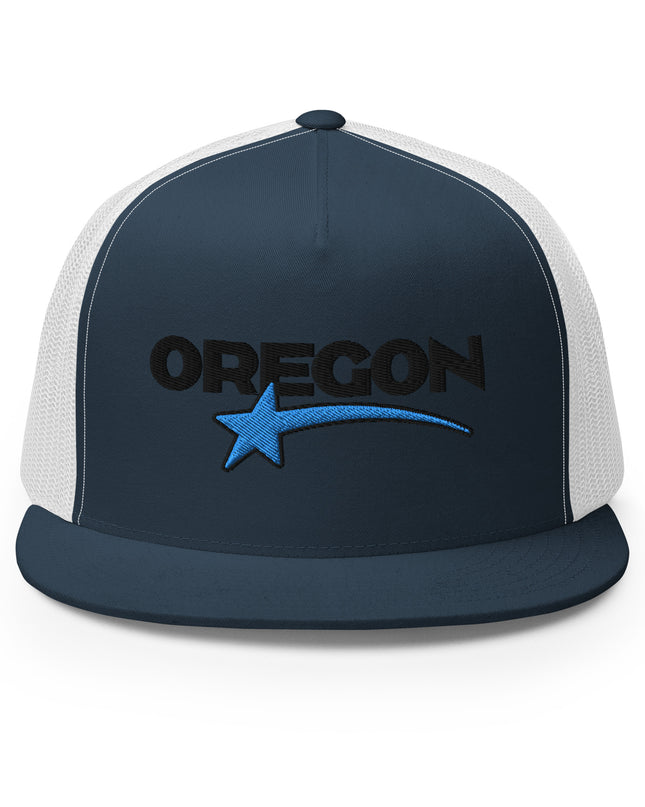 Oregon Star Black/Blue - Embroidered - Trucker Cap