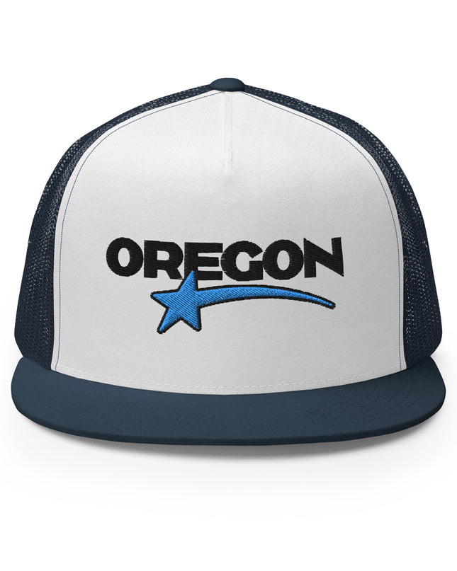 Oregon Star Black/Blue - Embroidered - Trucker Cap