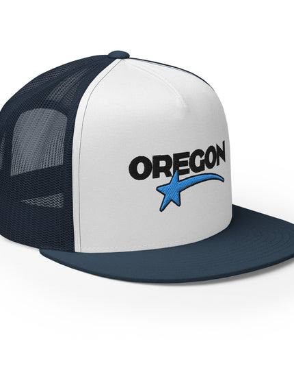 Oregon Star Black/Blue - Embroidered - Trucker Cap
