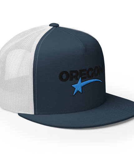 Oregon Star Black/Blue - Embroidered - Trucker Cap