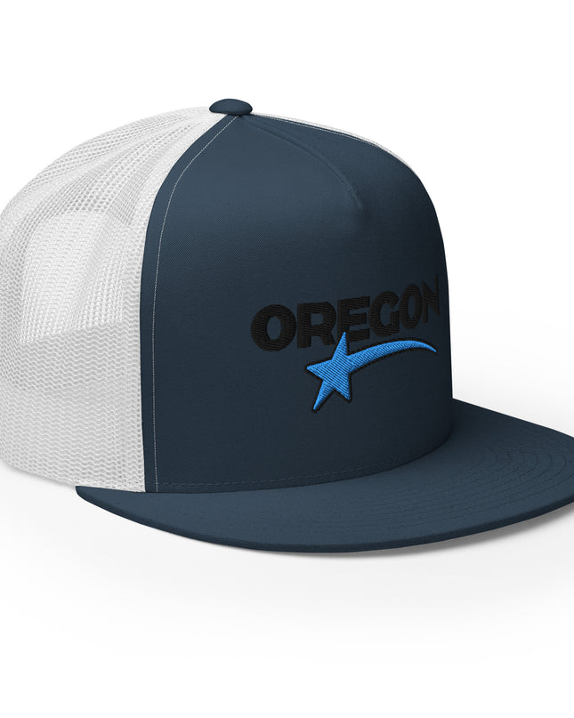 Oregon Star Black/Blue - Embroidered - Trucker Cap