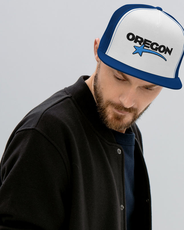 Oregon Star Black/Blue - Embroidered - Trucker Cap