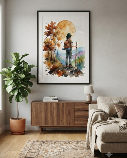 Hiking Mountain Forest Wall Art
