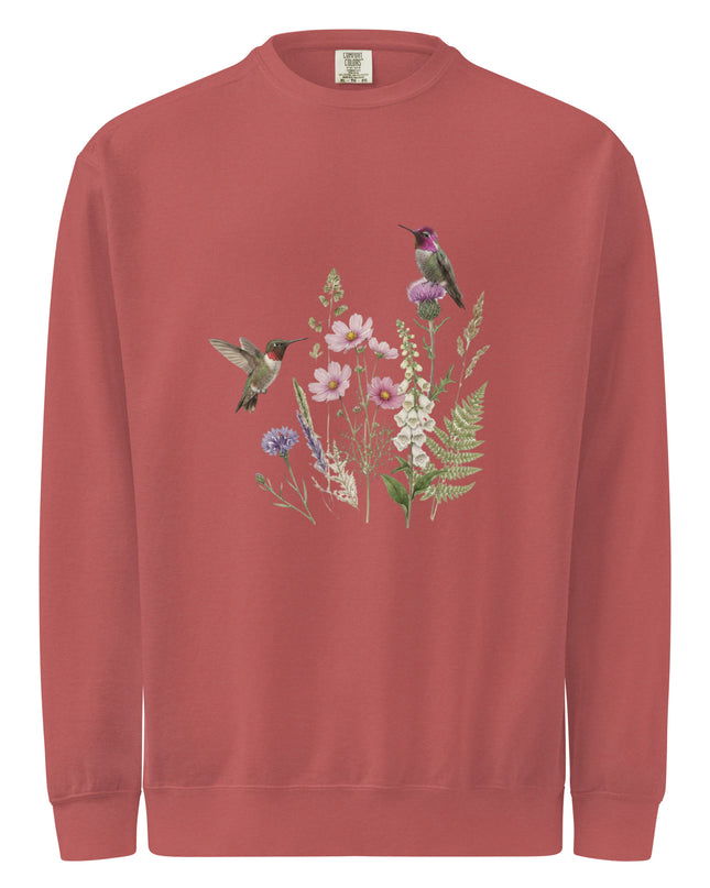 Hummingbirds and Wildflowers - Comfort Colors garment-dyed sweatshirt