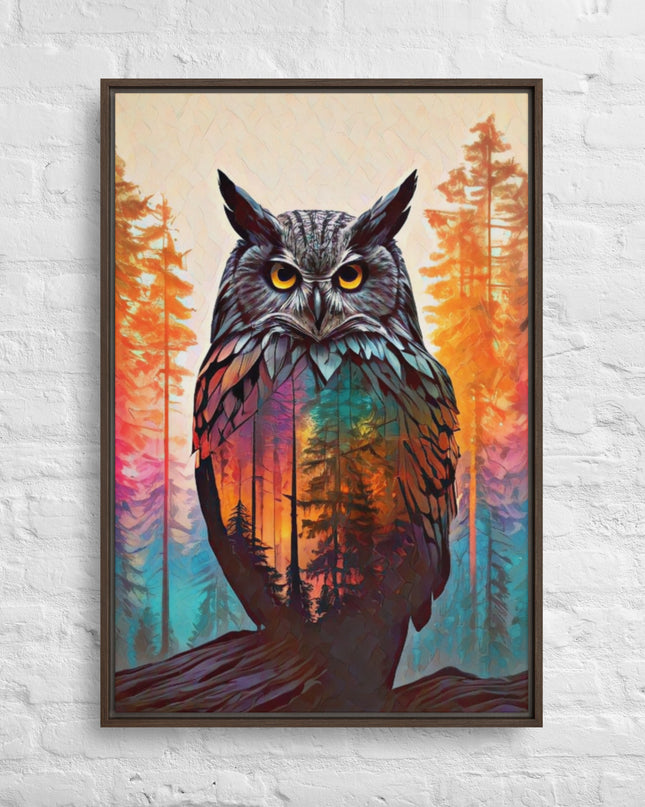 Owl in the Forest- Framed Canvas Art