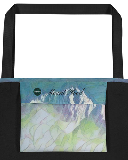 Mount Hood - Oregon - Digital Art - Large 16x20 Tote Bag W/Pocket