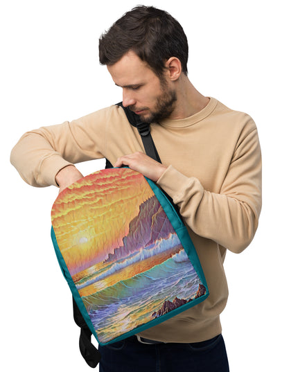 Oregon Coast Sunset - Digital Art - Minimalist Backpack