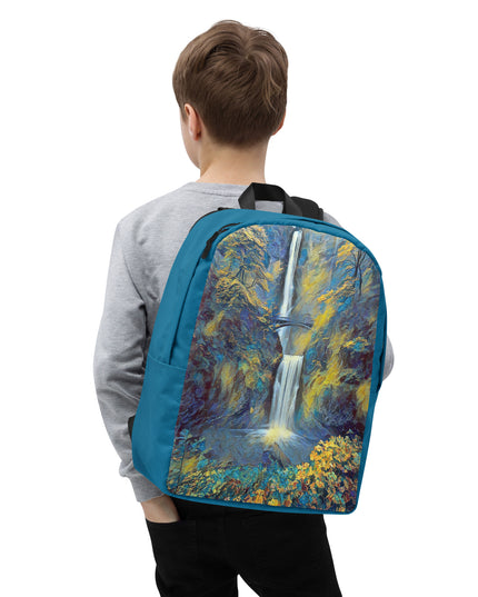 Multnomah Falls/Blue - Digital Art - Minimalist Backpack