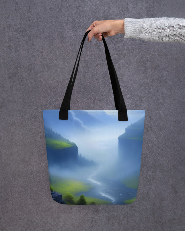 Foggy River - Digital Art - Tote bag