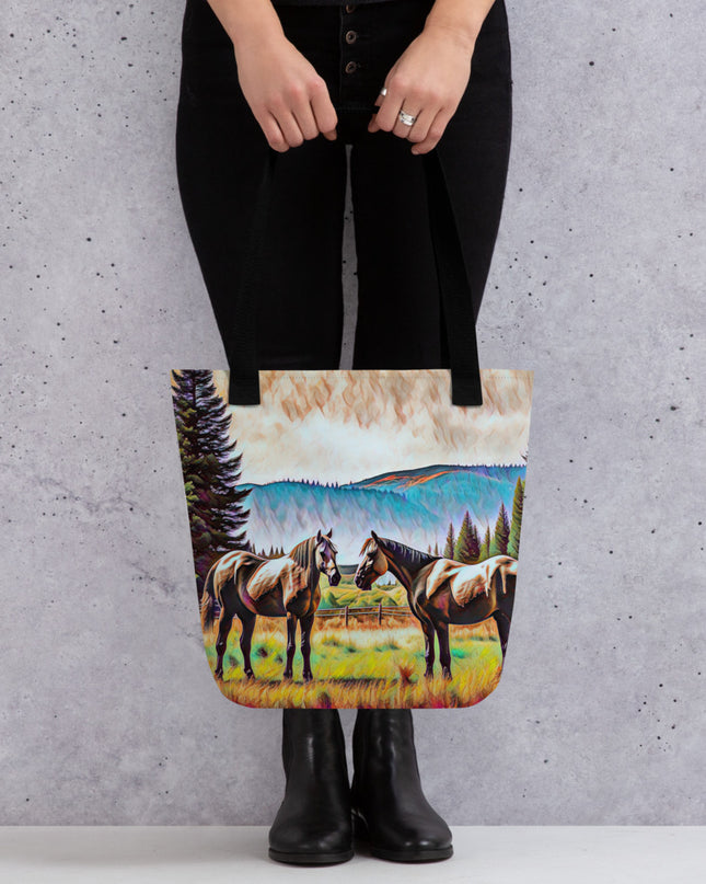 Central Oregon Horses - Digital Art - Tote bag