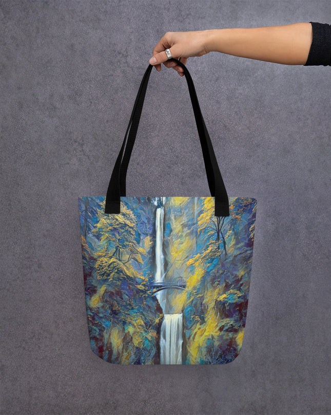 Multnomah Falls/Blue - Digital Art - Tote bag
