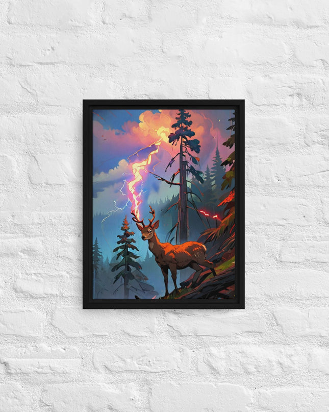 Oregon Lightning Strike - Digital Art - Framed canvas