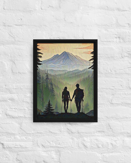 Oregon Hikers - Digital Art - Framed canvas