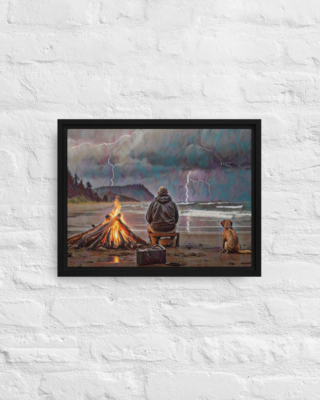 Bonfire in the Storm Digital Art - Framed canvas