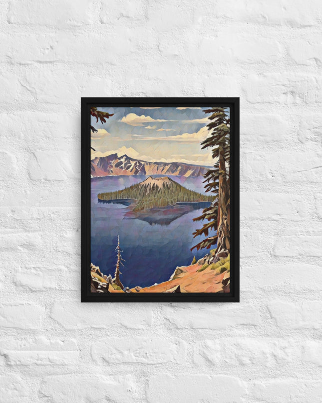 Crater Lake - Digital Art - Framed canvas