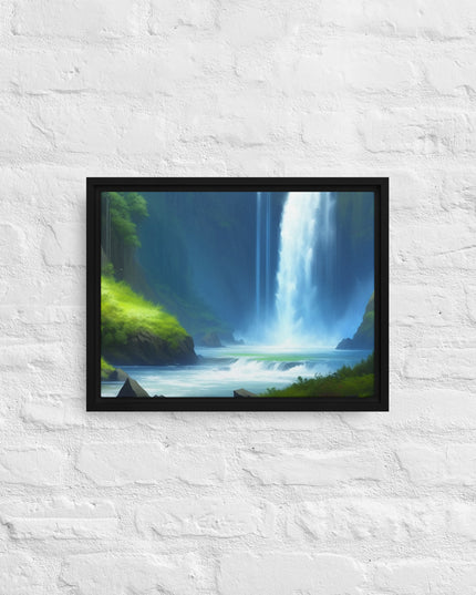 Oregon Waterfall - Digital Art - Framed canvas