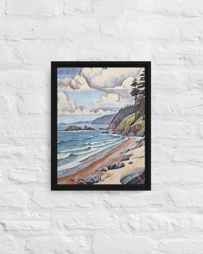 Oregon Coastline - Digital Art - Framed canvas