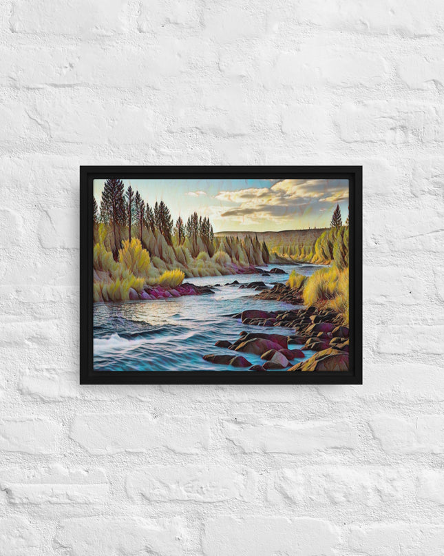 Oregon River - Digital Art - Framed canvas