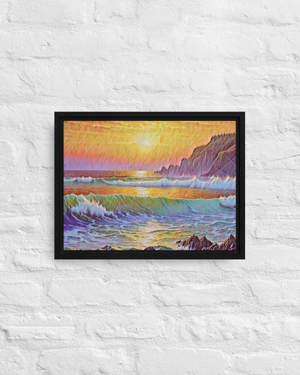 Oregon Coast Sunset - Digital Art - Framed canvas