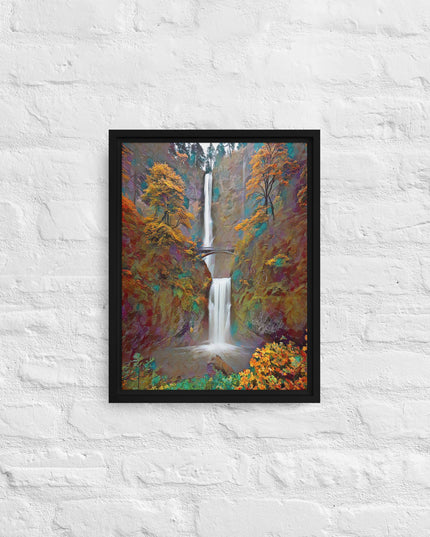 Multnomah Falls/Autumn - Digital Art - Framed canvas