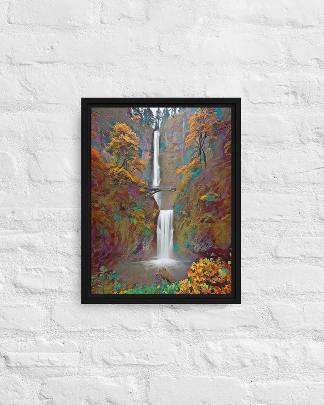 Multnomah Falls/Autumn - Digital Art - Framed canvas