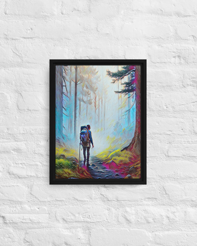 Hiking the Oregon Woods - Digital Art - Framed canvas