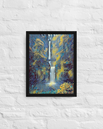 Multnomah Falls/Blue - Digital Art - Framed canvas