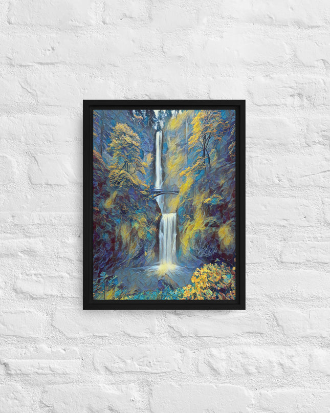 Multnomah Falls/Blue - Digital Art - Framed canvas