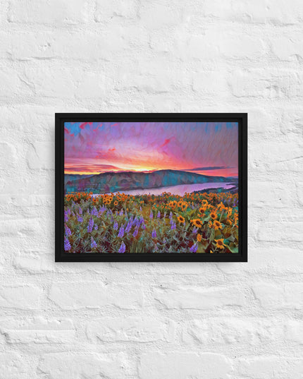 Columbia Gorge Wildflowers - Digital Art - Framed canvas
