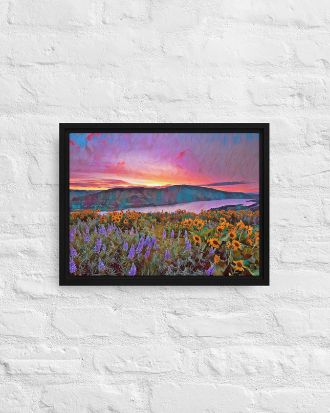 Columbia Gorge Wildflowers - Digital Art - Framed canvas