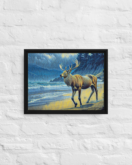 Elk on the Beach - Framed canvas