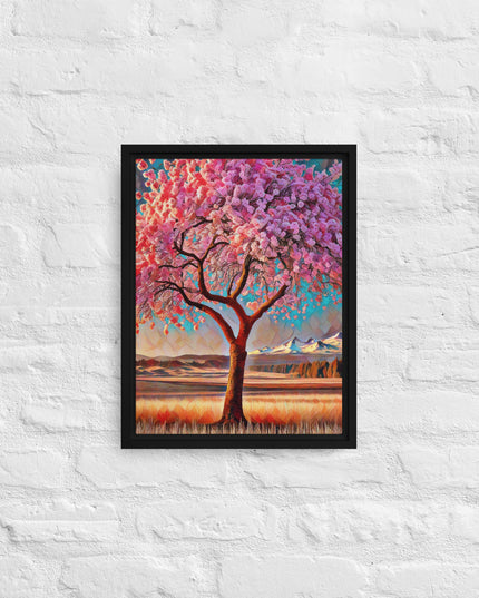 Oregon Cherry Blossoms - Digital Art - Framed canvas