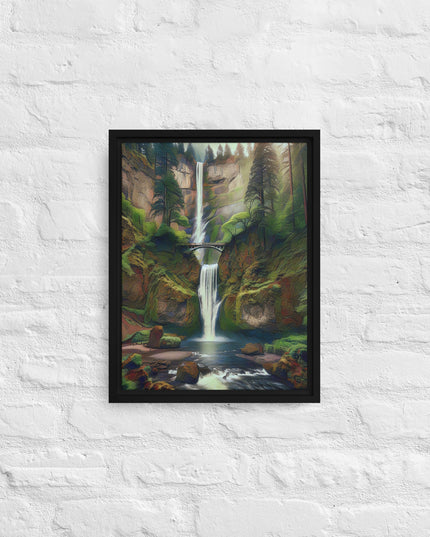 Multnomah Falls - Digital Art - Framed canvas